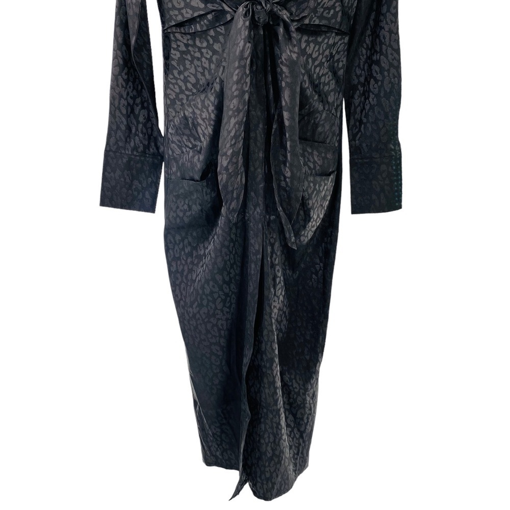 Petal & Pup NEW Tanzy Satin Formal Collared Shirt Dress in Black Leopard Size XS - Picture 5 of 12